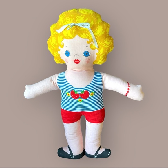 Vintage Lithographed Rag Doll Soft Toy 1970's with hand crafted outfit - Picture 3 of 6